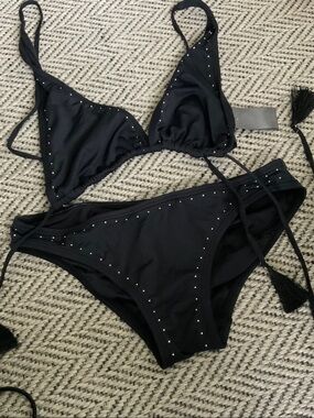 Vince Camuto Black Bikini with Silver Stud Detail